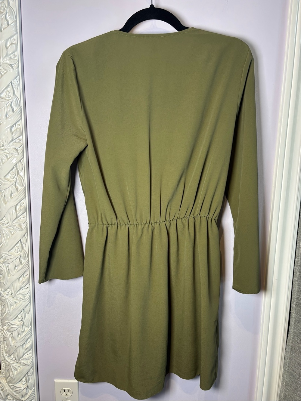 Topshop Olive Tie-Front Long Sleeve Dress - Picture 5 of 6